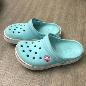 Crocs classic crocband light blue/turquoise and pink/fuschia unisex kids slip on